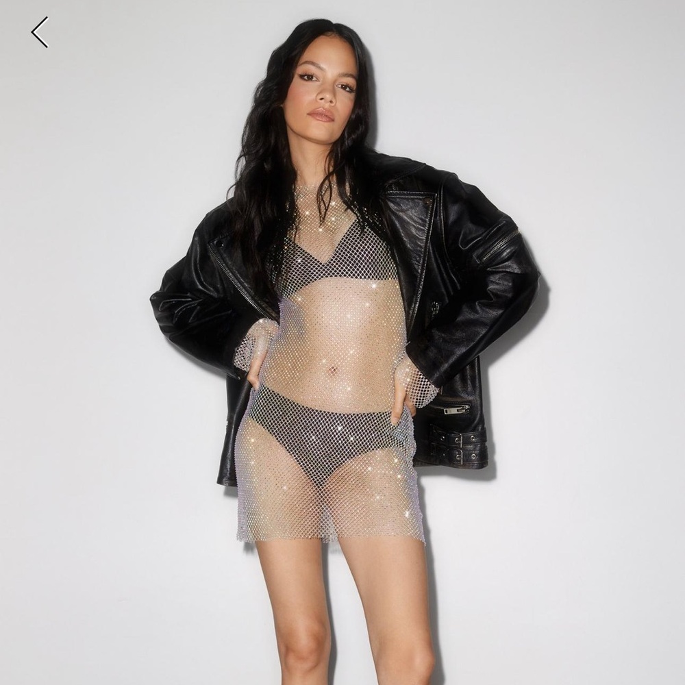 NASTY GAL | Diamante Mesh Mini Dress